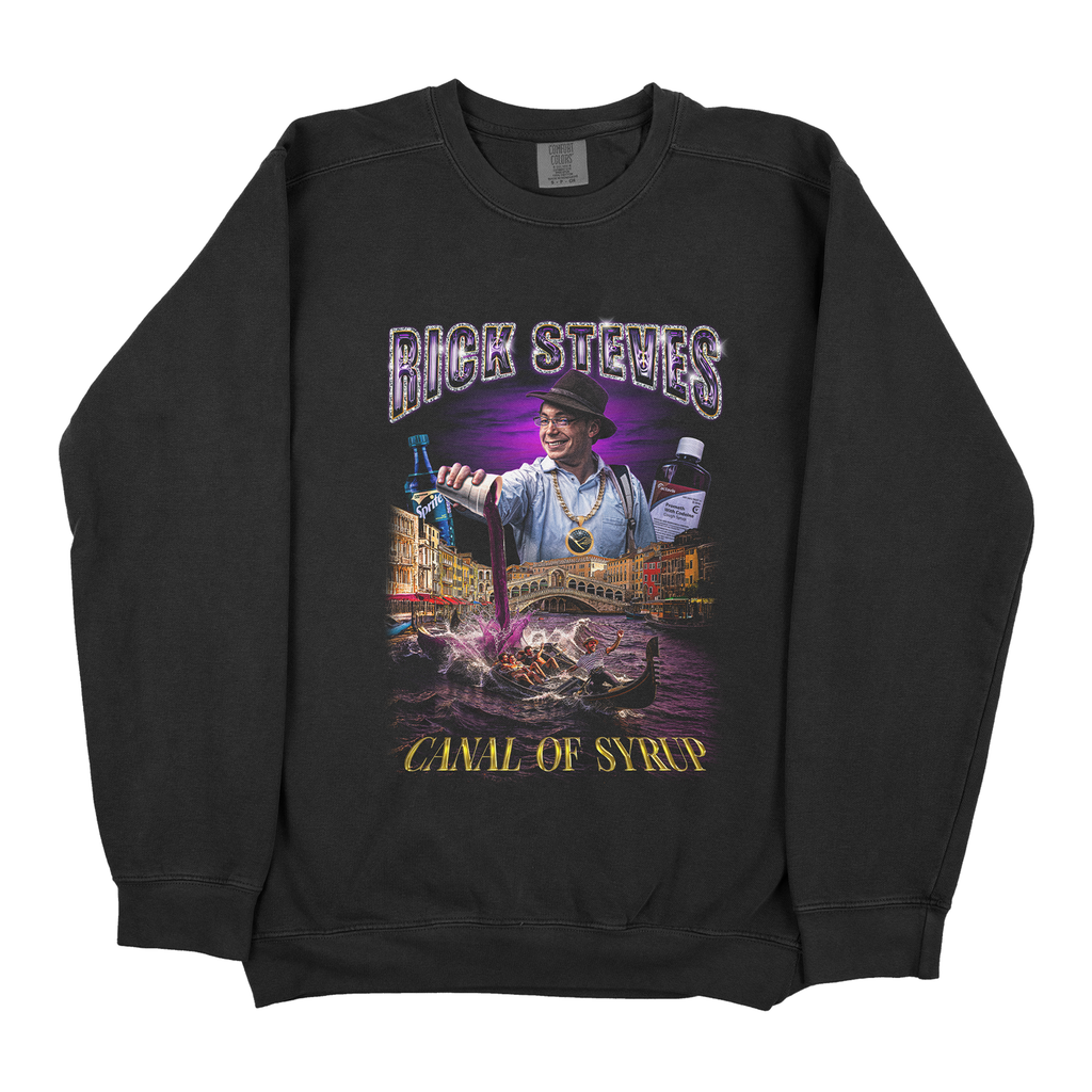 Rick Steves “Sizzurp” Graphic Crewneck Sweatshirt